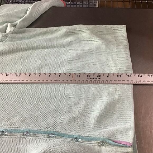 Sigrid Olsen Sport Cotton Blend Seafoam Beaded Embroidered Cardigan 2X - Picture 11 of 11